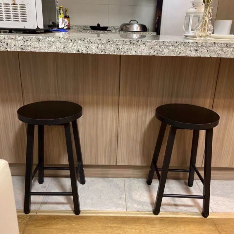 Bar Stool Chair Milk Tea Shop High Stool Bar Home Back Stool Simple Iron Front Desk High Leg Table and Chair Manufacturer