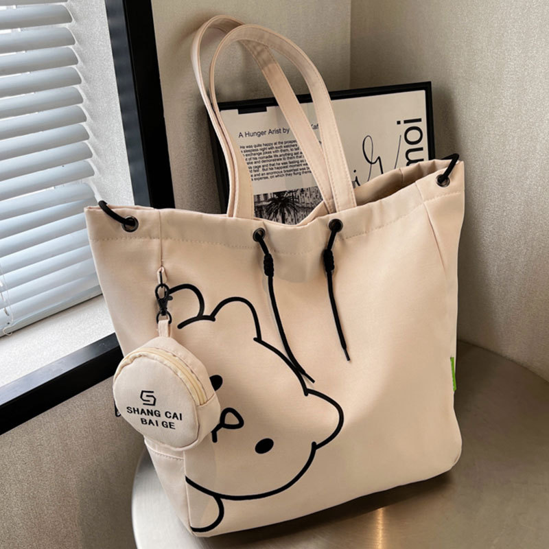 Artistic Style Fashion Hand Carrying Large Capacity Women's Bag 2023 New Canvas Minimalism Popular Single Shoulder Canvas Student Big Bag