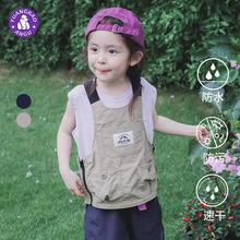 儿童工装马甲2024夏季新款山系户外风男女童机能梭织马甲上衣