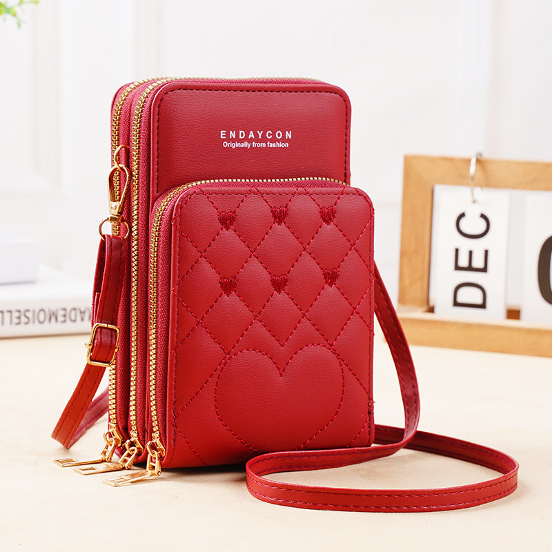 Products in Stock New Large Capacity Multi-Functional Fashion Simple Shoulder Small Bag Crossbody Three-Layer Zipper Mobile Phone Bag Women's Bag