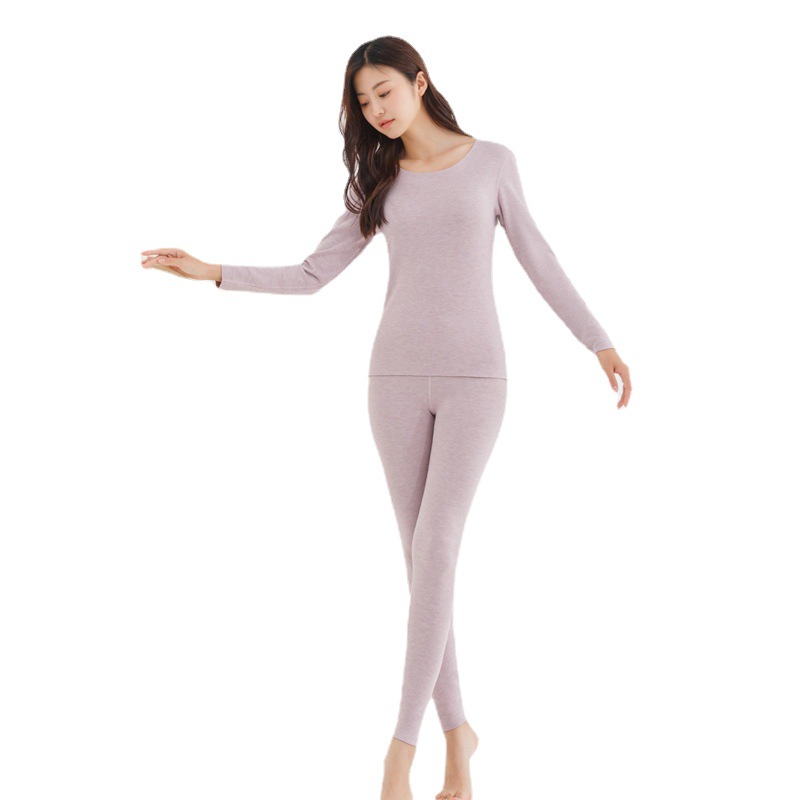 Autumn and Winter Seamless Dralon Thermal Underwear Women's Suit Silk Cashmere Heating Base Blouse Autumn Suit