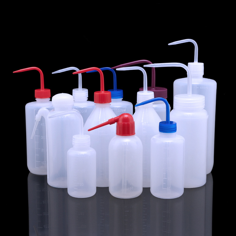250ml塑料洗瓶ldpe实验室透明蓝红pp盖清洗瓶 ldpe材料生产