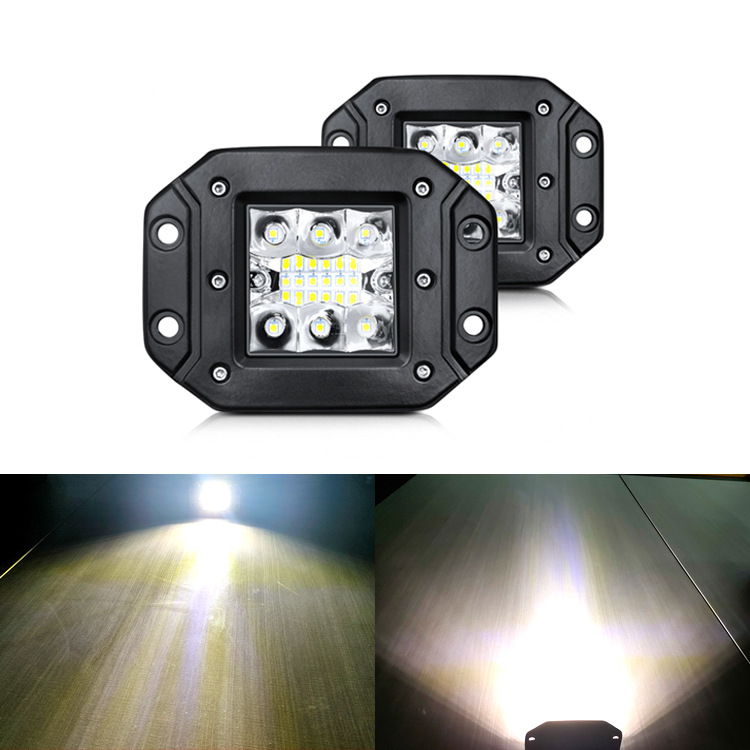 汽车越野车前杠灯顶灯36w方形led射灯汽车改装配件车灯卡车泛聚光-阿