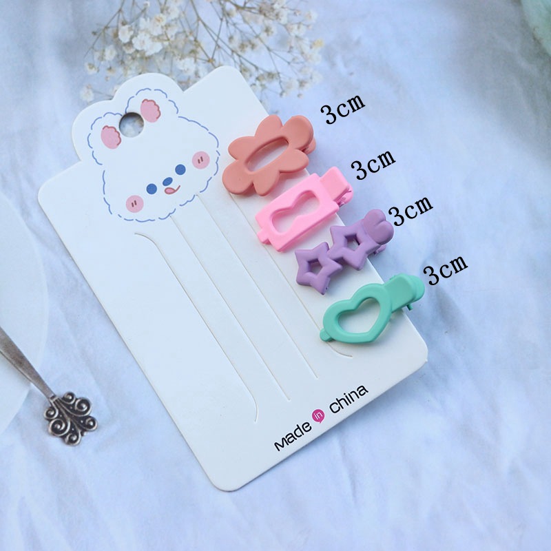 10 Korean Candy-Colored Cute Children's Cropped Hair Clip Sweet Loving Heart Five-Star Duckbill Clip Hairpin Hair Ornaments Suit