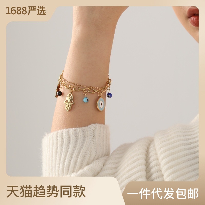 Cross-Border Devil Eye Bracelet European and American Fashion Cool High-Grade Stainless Steel Eye Couple Bracelet I