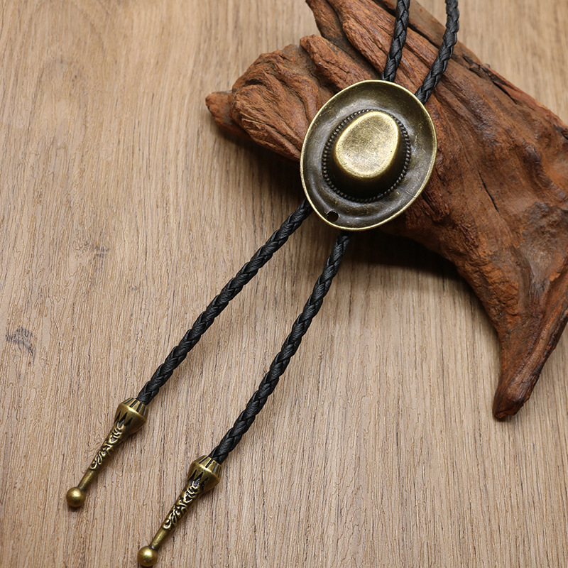 欧美复古波洛领带 西部牛仔波洛领结 个性领绳时尚项链帽子可调节