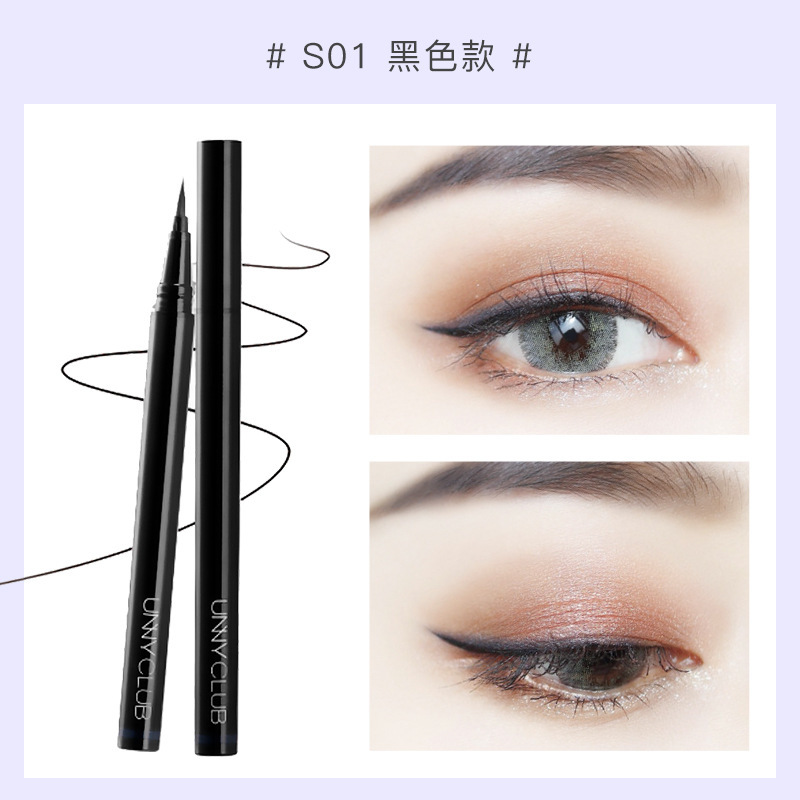 Unny Eyeliner Pen Thin Head Non-Smudging Brown Eyeliner Makeup Color Not Easy to Fade Authentic Beginner Female