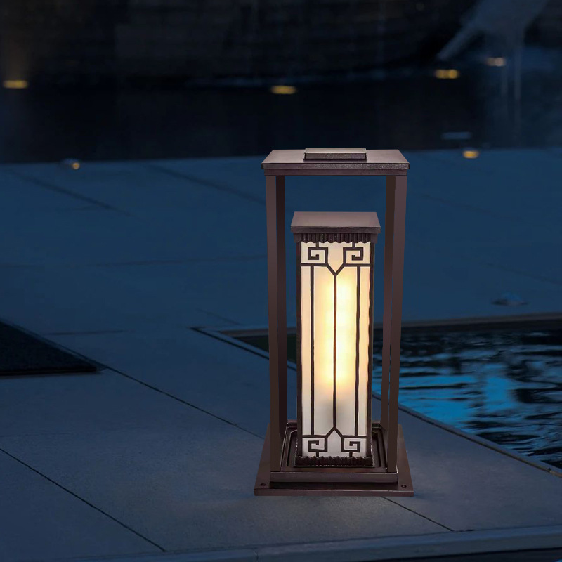 太阳能别墅花园草坪灯庭院户外防水新中式草地灯公园古典柱头灯