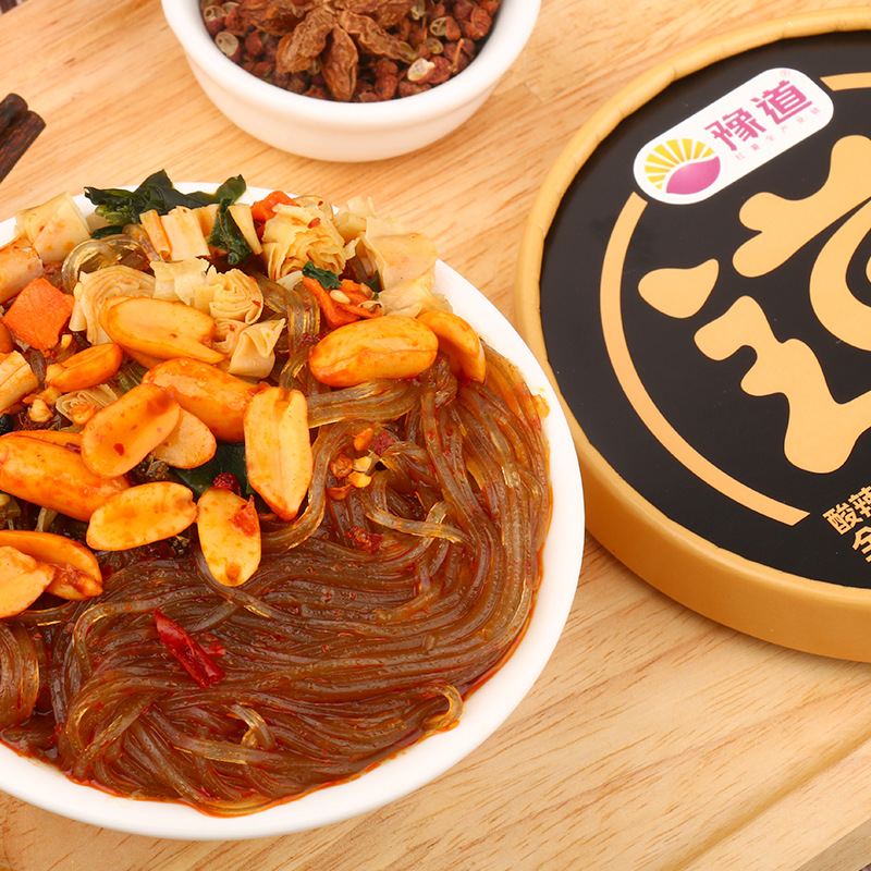 豫道黑金版酸辣粉桶装红薯粉非油炸方便粉丝米线冲泡速食懒人夜宵