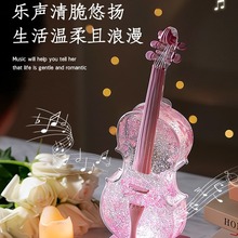 小提琴音乐盒节日生日礼物八音盒飘雪花送给女友朋友闺蜜礼物摆件