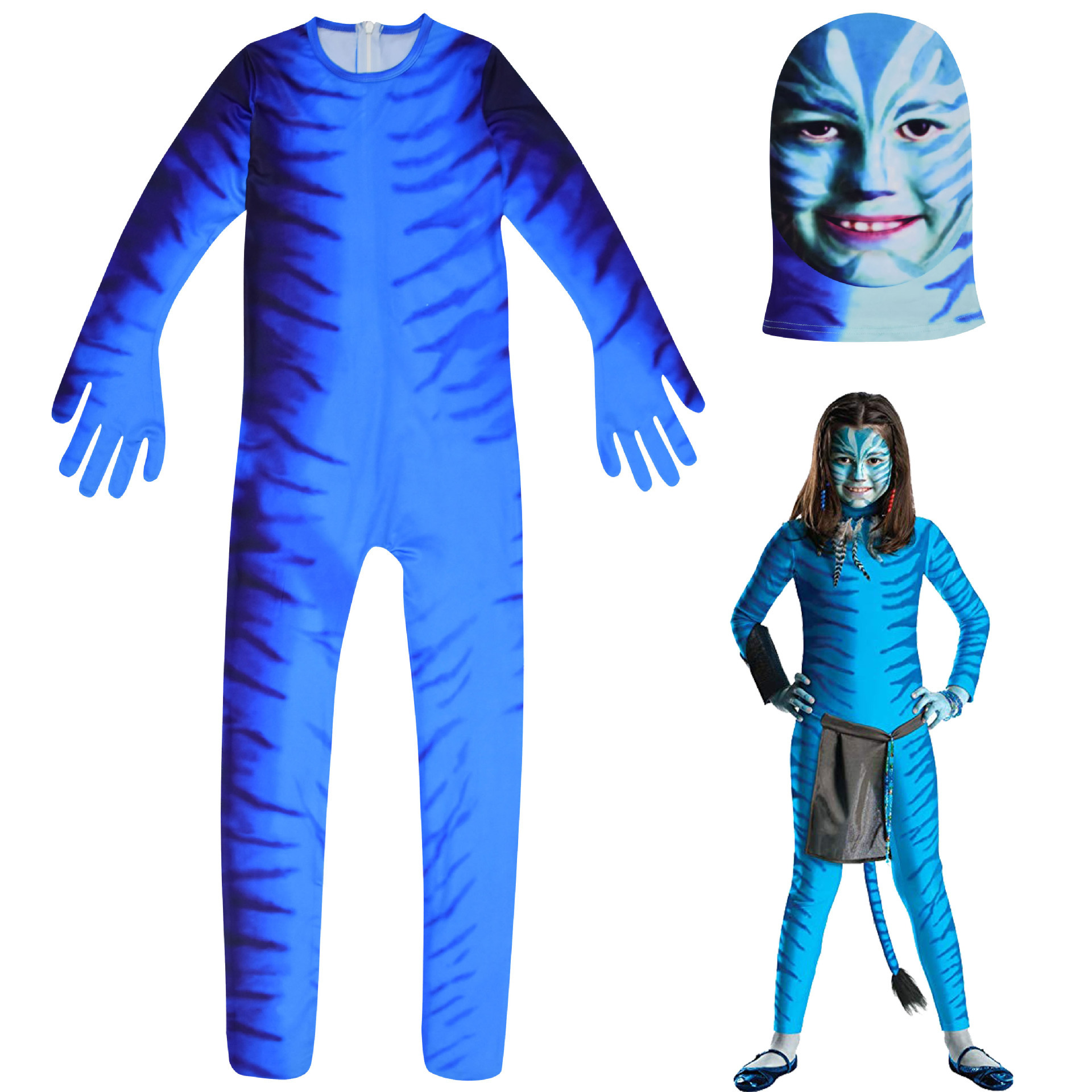 跨境儿童万圣节服装 cosplay造型服 阿凡达角色扮演连体服装 107