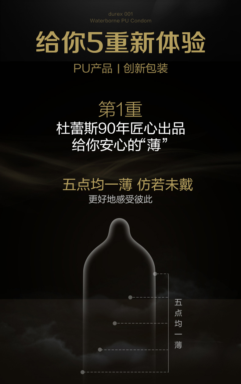 杜蕾斯001水性聚氨酯避孕套男用超薄型男用安全套保险套成人计生