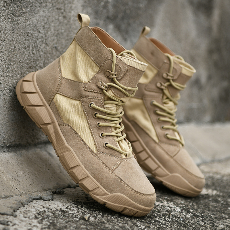 马丁靴男秋季帆布高帮户外战狼工装鞋作战靴特种兵男鞋沙漠靴子