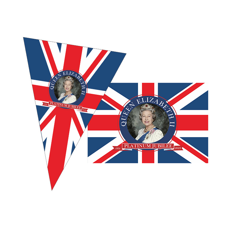 跨境英国女皇三角旗装饰 伊丽莎白二世串旗英国女王旗帜 厂家直销