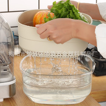 加厚沥水篮厨房碗筷收纳筐家用双层洗菜盆瓜果蔬菜篮滤水框淘洗篓