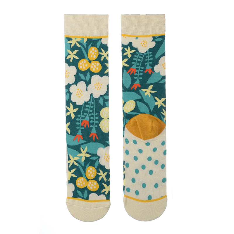 Autumn and Winter Socks Children's Stockings Plant Cactus Graffiti Cotton Socks Personality Fashion Straight Trendy Socks