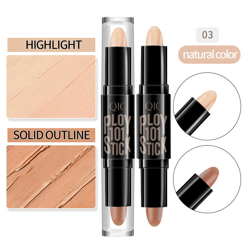 QIC Double-Headed Contour Stick Brightening Concealing and Setting Waterproof Highlight Shadow Side Shadow Stick Cross-Border Makeup Factory Wholesale