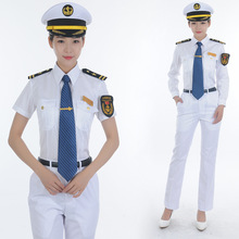 珊锦航夏季女修身白衬衫海员轮水手工作服职业上班工作服