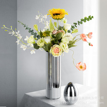轻奢创意不锈钢花盆花器摆件居家客厅茶几插花装饰花瓶