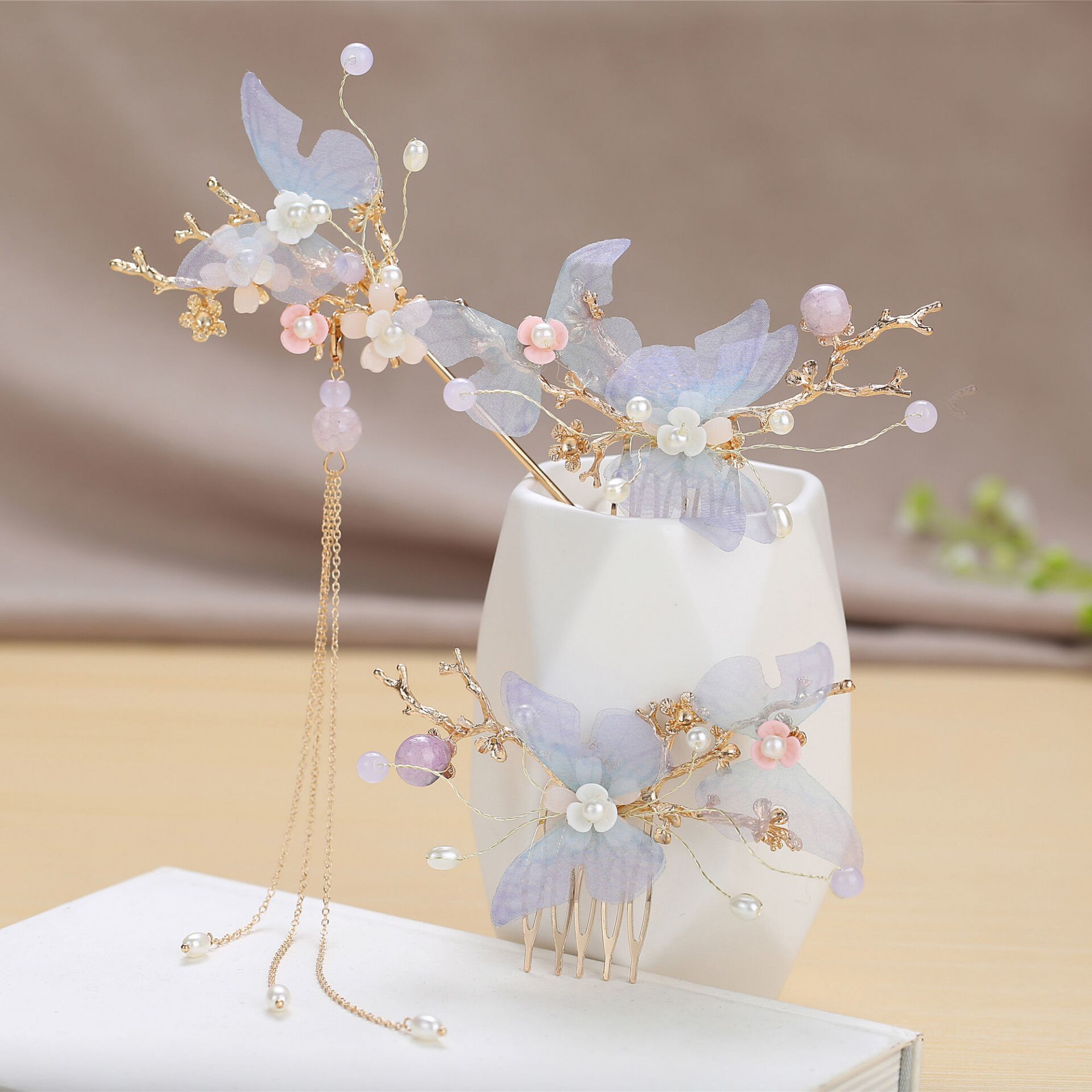 头饰古风发簪发簪套装女生汉服古代明制表演仙气流苏步摇发饰超仙