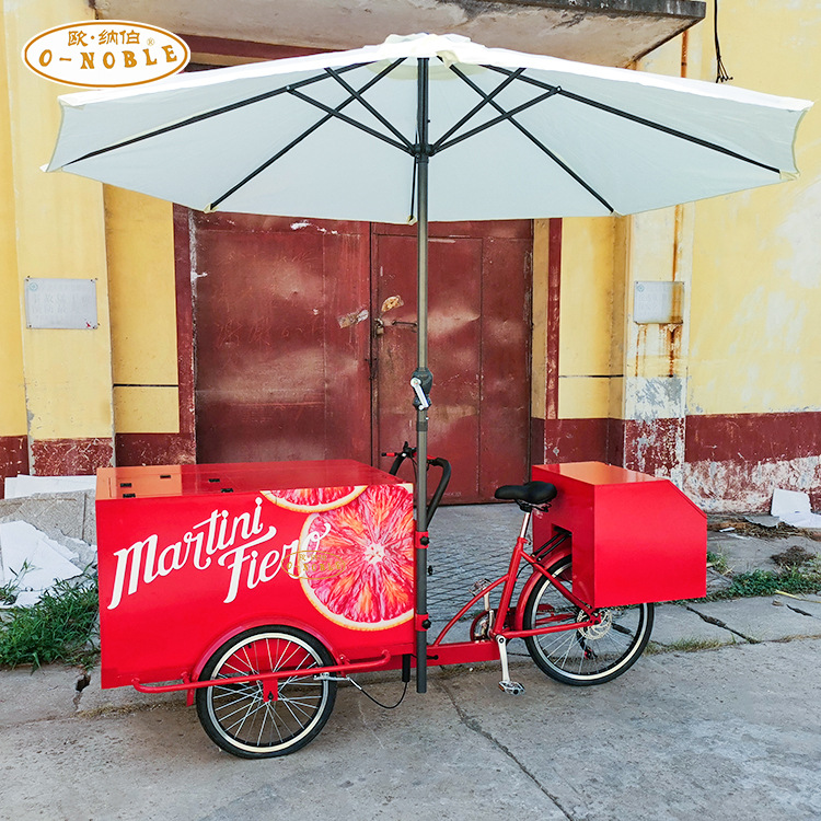 欧纳伯夜市摆摊倒骑人力三轮果汁车商业街户外餐饮咖啡奶茶外卖车