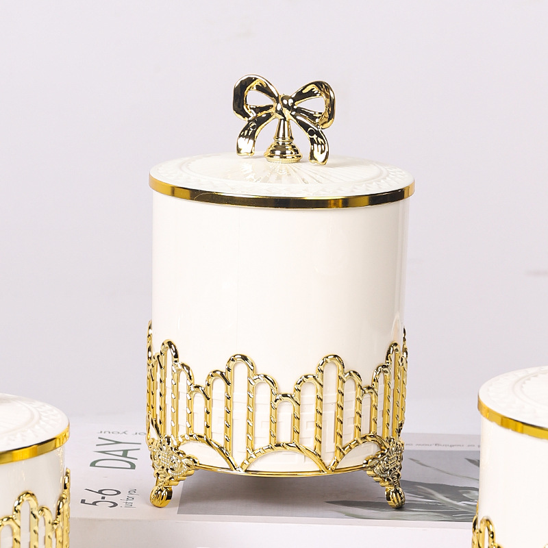 跨境金色电镀糖果罐三件套 干果罐装饰摆件 电镀糖果罐厂家直销