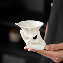 白瓷茶漏茶叶过滤器泡茶滤茶滤网茶隔茶器漏斗茶具配件陶瓷小创意