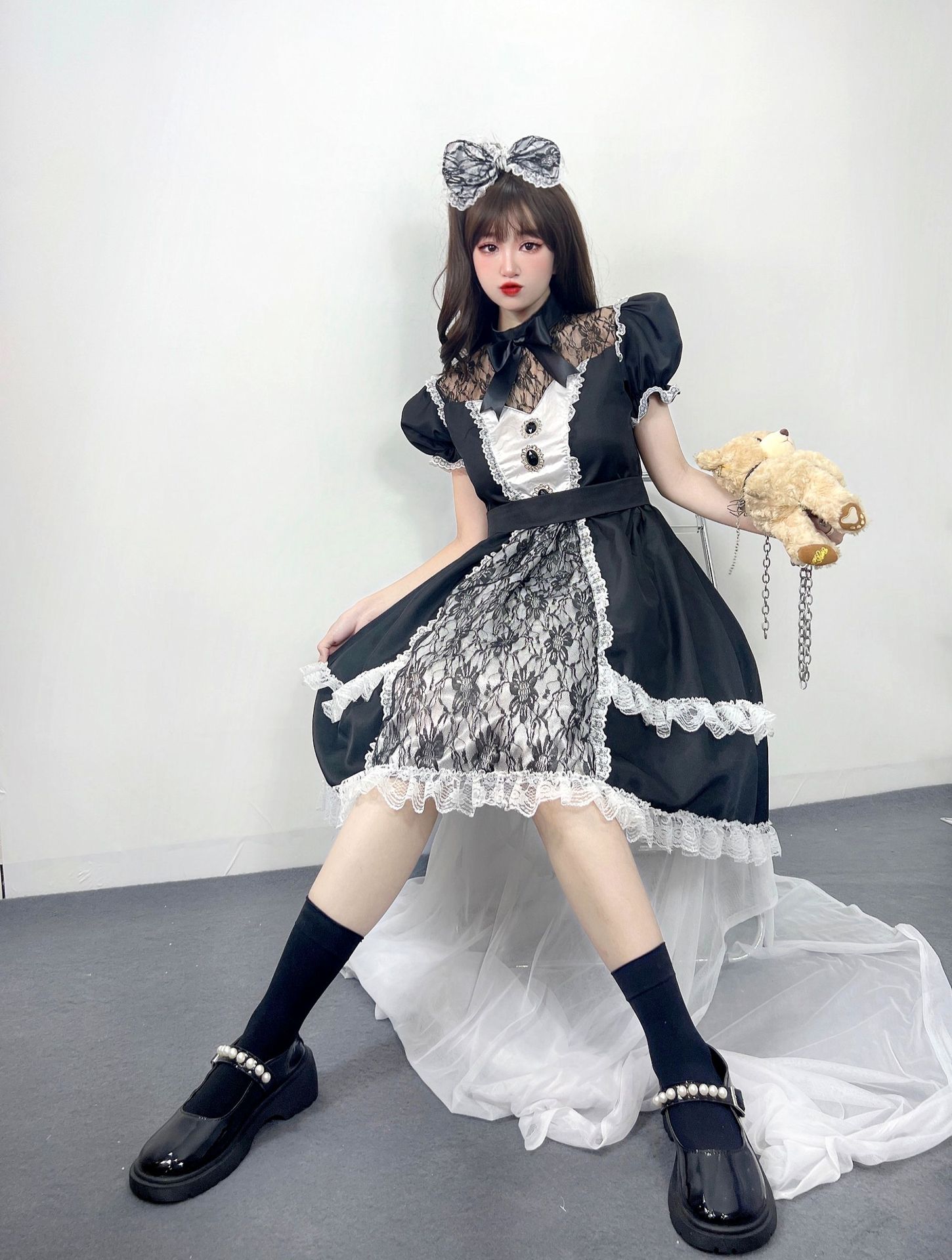 lolita黑巧夹心超重工女仆装cosplay性感可爱洛丽塔制服连衣裙采购