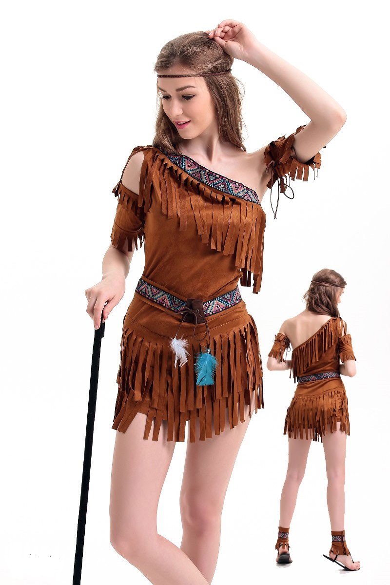 万圣节服装流苏野人森林猎人演出服印第安人土著服装cos制服套装