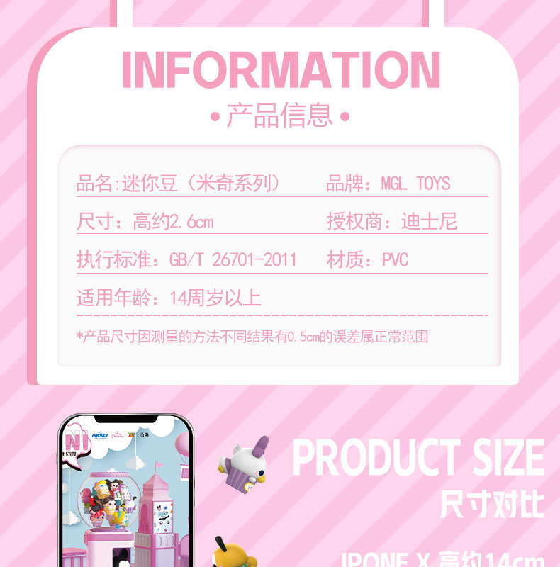 正版迪士尼小萌粒系列盲盒潮玩公仔模型摆件迷你豆益智草莓熊玩具