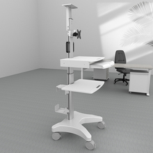 鲸晨显示器移动工作站电脑落地支架上下双屏测温安防医生查房推车