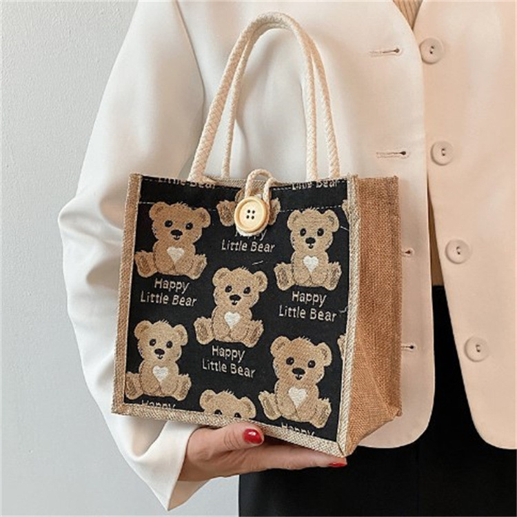 Bear Linen Handbag Women's Outing Handbag 2021 Internet Celebrity Ins Japanese Style Small Shoulder Bag Student Shoulder Bag Fashion