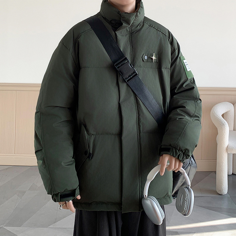 冬季新款时尚可拆星星美式保暖短款加厚棉袄外套立领港风棉衣男