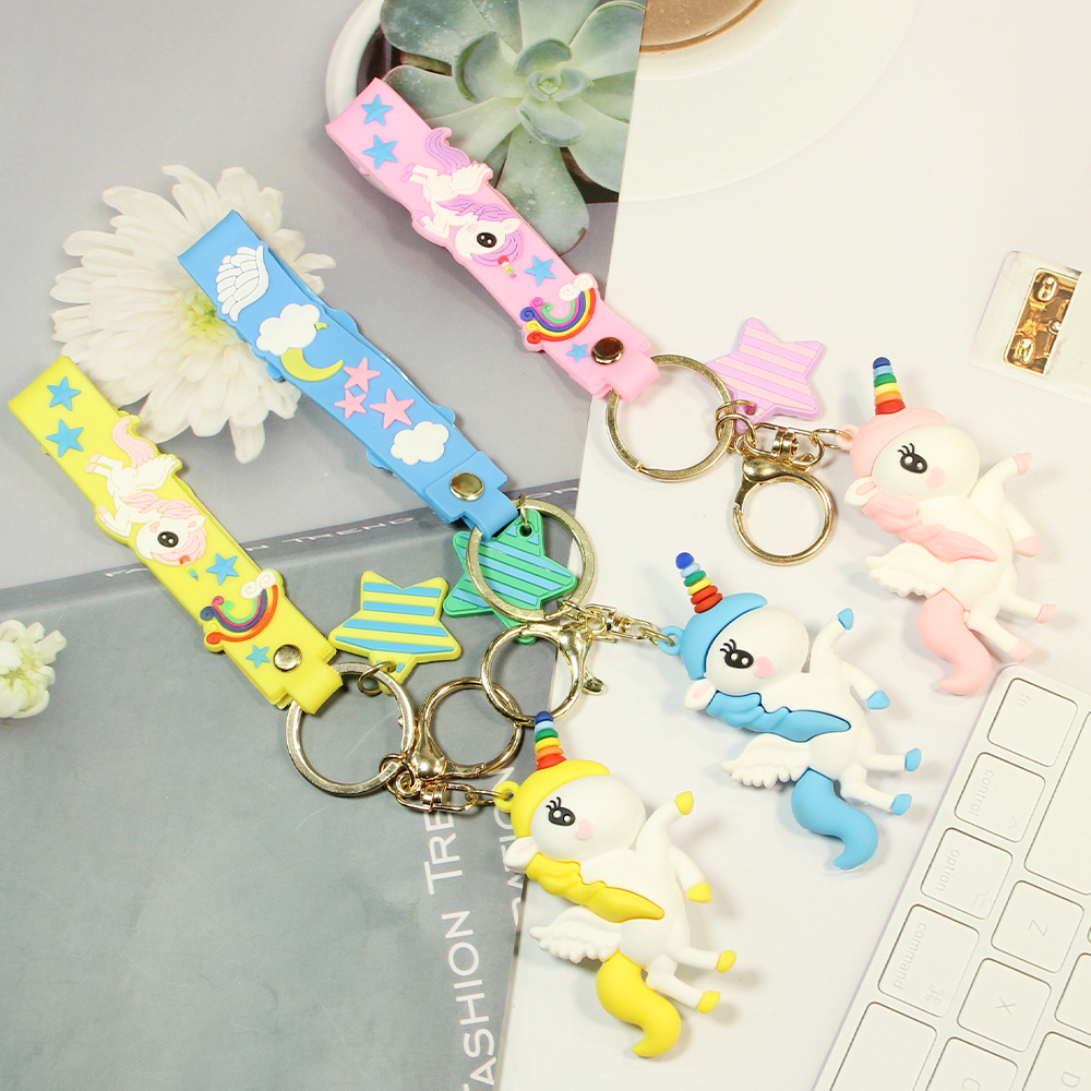 Cute My Little Pony Keychain Doll Cartoon Schoolbag Pendant Wholesale Rainbow Unicorn Key Chain Small Gift