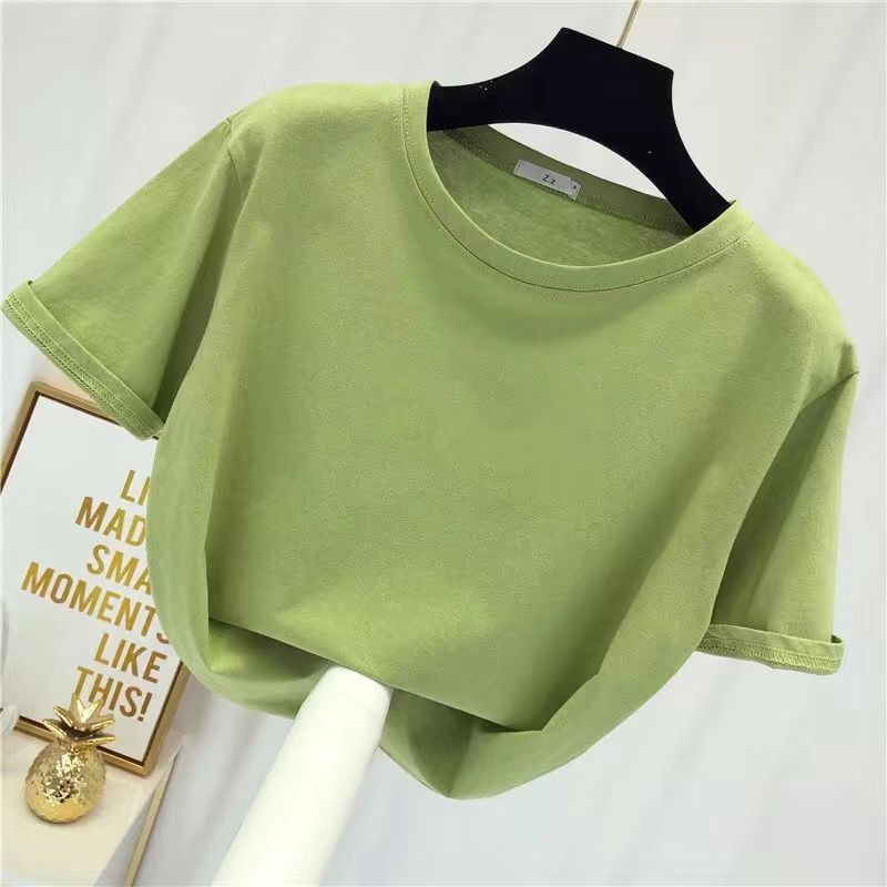 Summer New V-neck Short-Sleeved T-shirt for Women 2023 Fashionable Stylish Loose Middle-Aged Mom Top Solid Color T-shirt