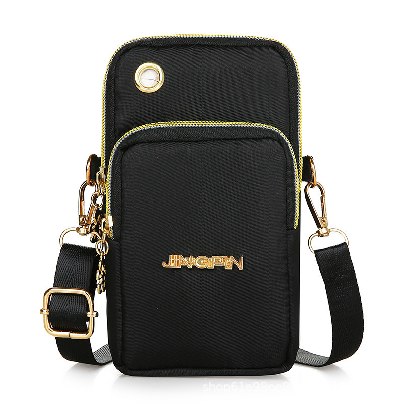 Korean Women Bag Shoulder Bag Nylon Cloth Fashion Waterproof Mobile Phone Bag Crossbody Arm Bag Three-Purpose Three-Layer Multifunctional Bag