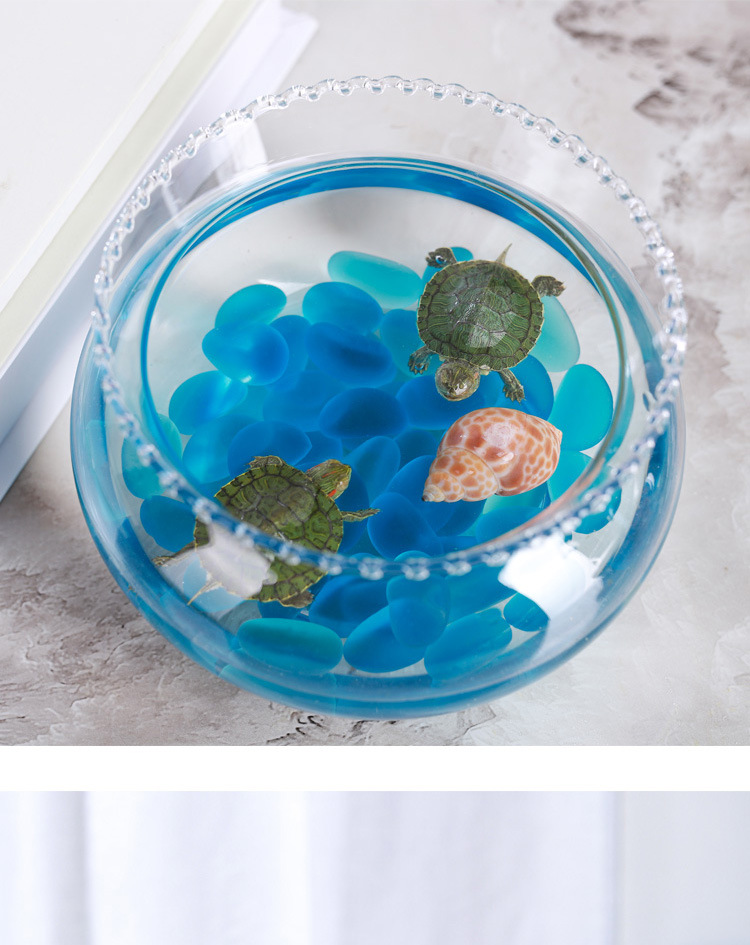 迷你小型桌面花边鱼缸办公室金鱼水培绿萝超白玻璃圆形造景缸特价