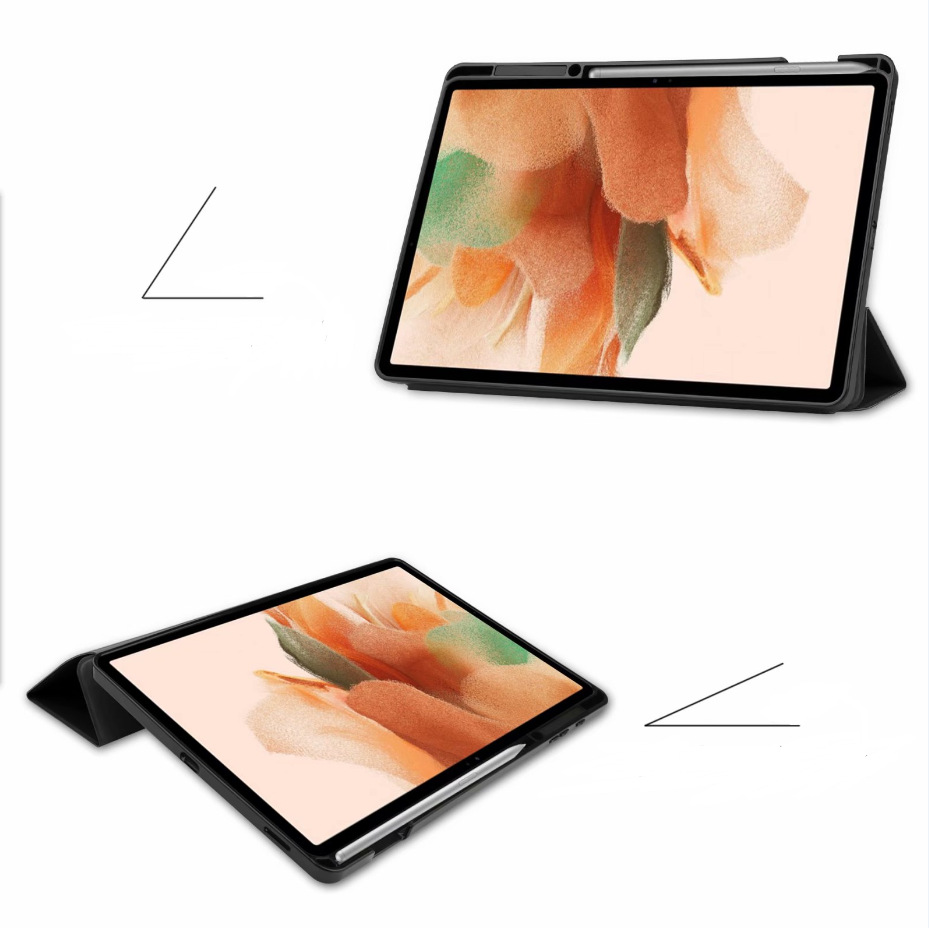 适用三星galaxy s7 lite支架平板保护套 t730三折笔槽tpu商务皮套