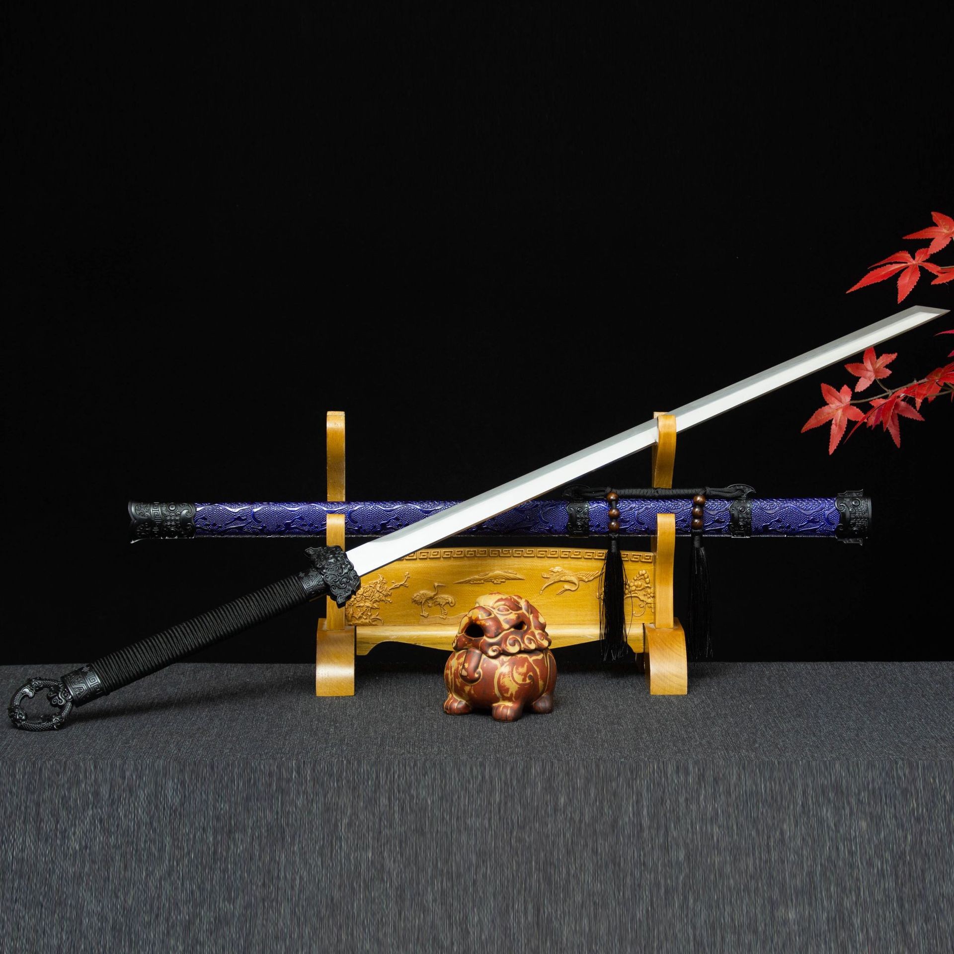 龙泉市刀剑高锰钢环手唐横刀手工锻打直刀影视镇宅宝剑收藏未开刃