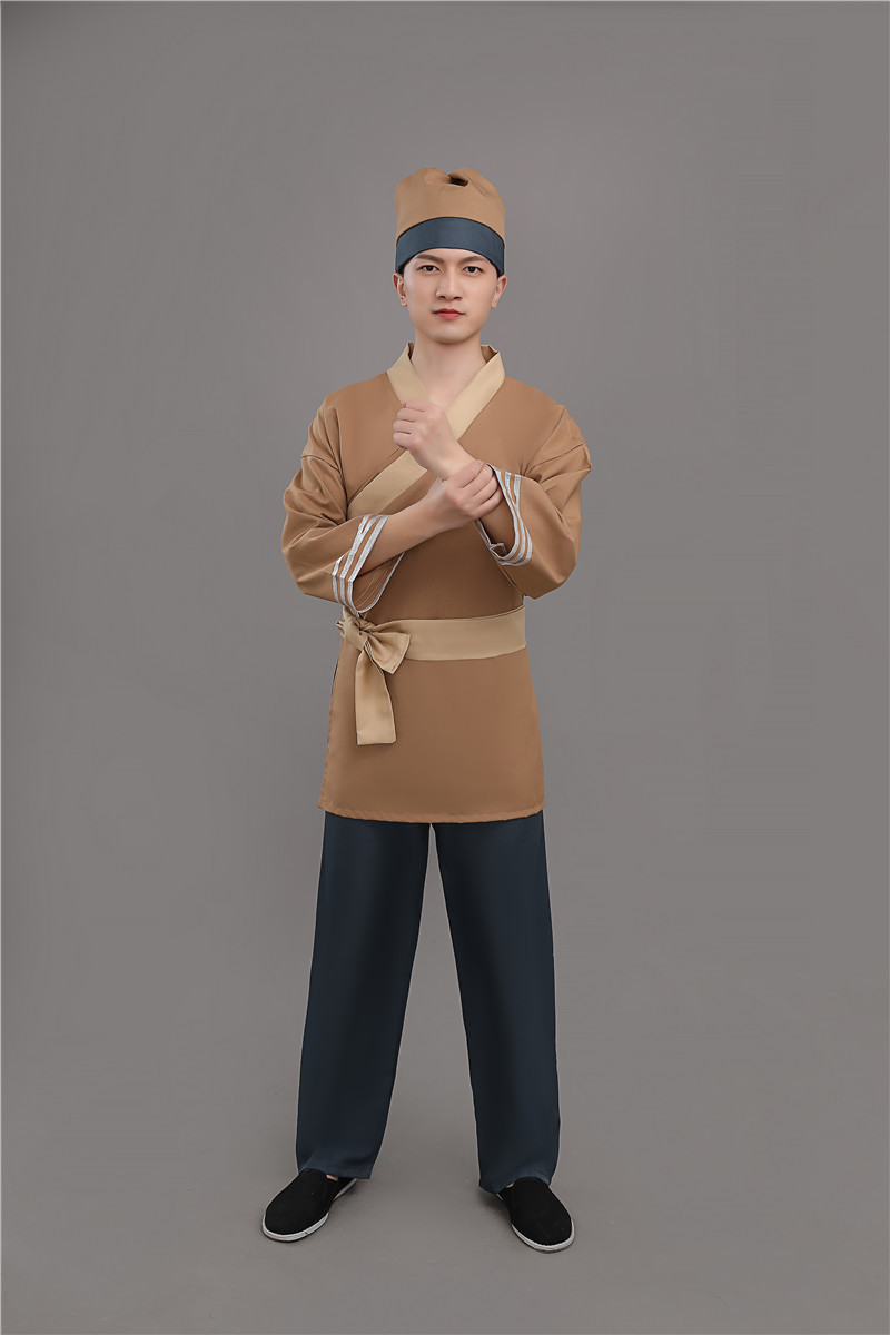 新款店小二平民古装演出成人汉服男农夫家丁仆人书童茶艺馆工作服