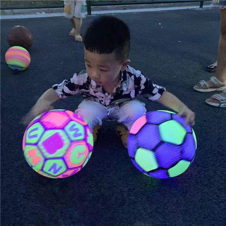 Internet Celebrity Stall Luminous Football Flash Basketball Pat Ball Cordless Fitness Inflatable Elastic Ball Children's Toys