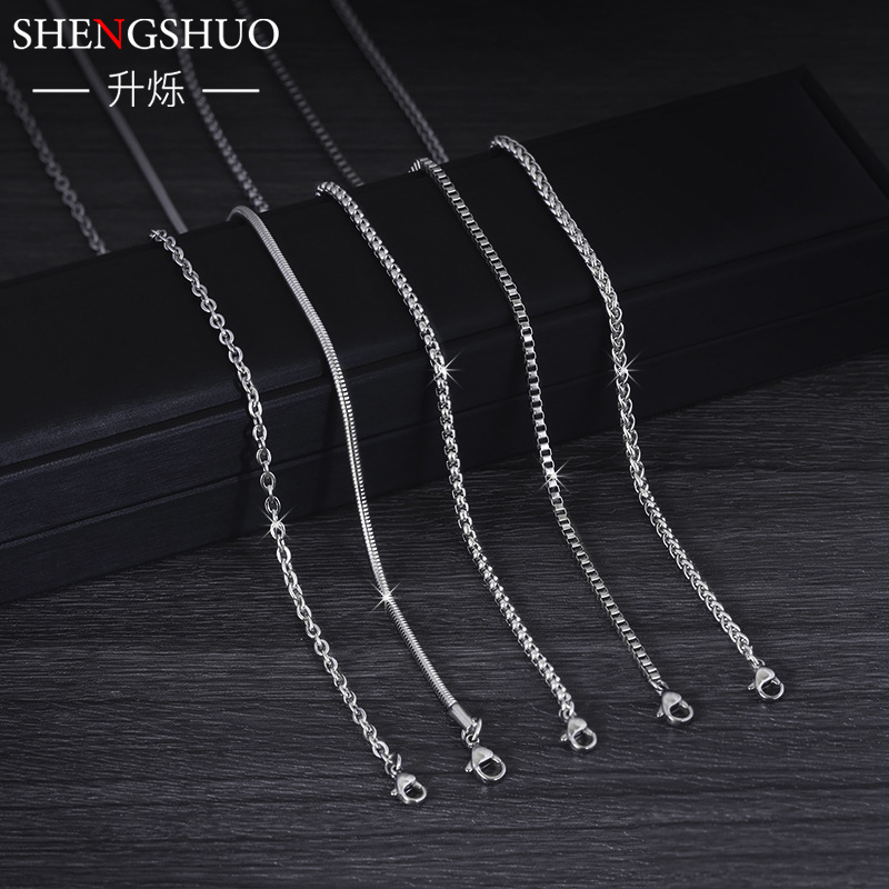 Titanium Steel Men's Chain Chain Necklace DIY Necklace Stainless Steel Metal Ornament Accessories Keel Chain Factory Wholesale