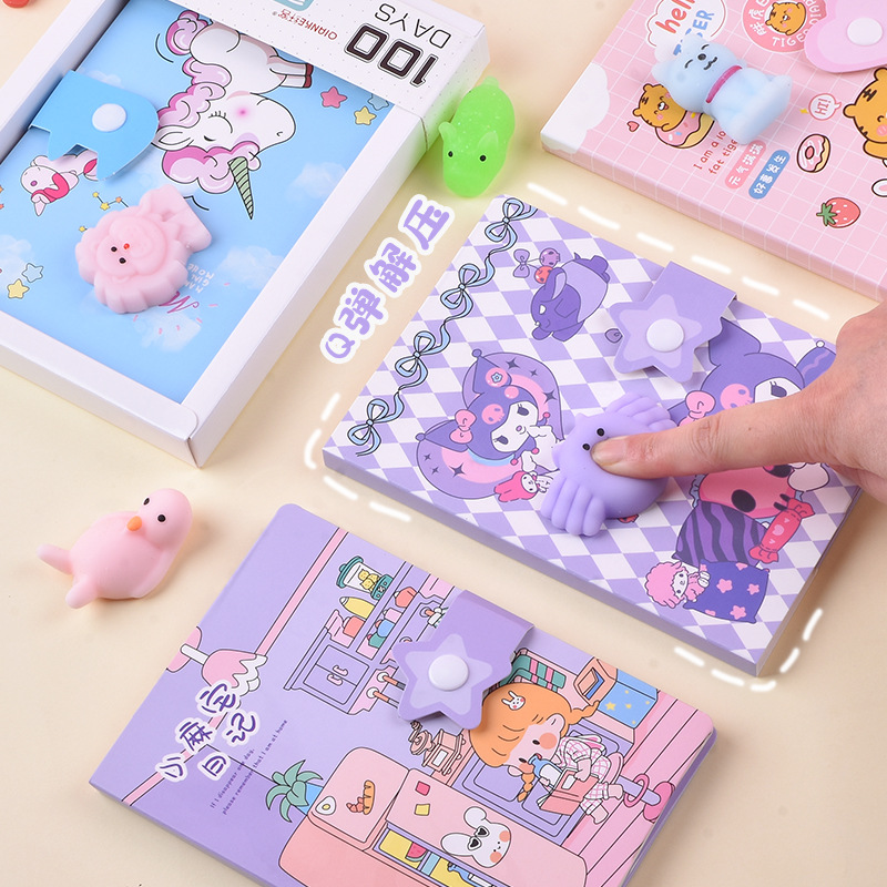 Cute Decompression Journal Book Girls' Creative Notebook Children's Stationery Journal Book Full Set Primary School Student Gift Book