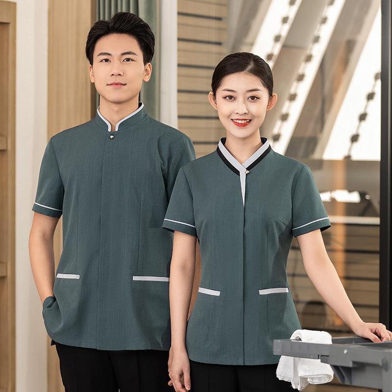 保洁工作服短袖夏季酒店宾馆客房物业清洁阿姨保洁服 套装男女