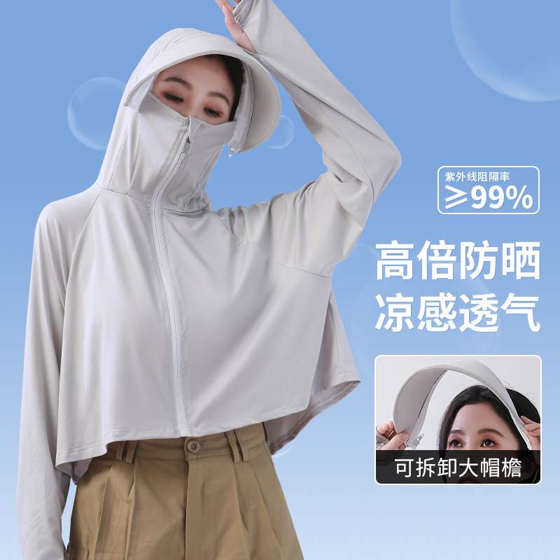 披肩防晒衣女款夏防紫外线防晒衫薄款冰丝锦纶透气防晒服宽松外套