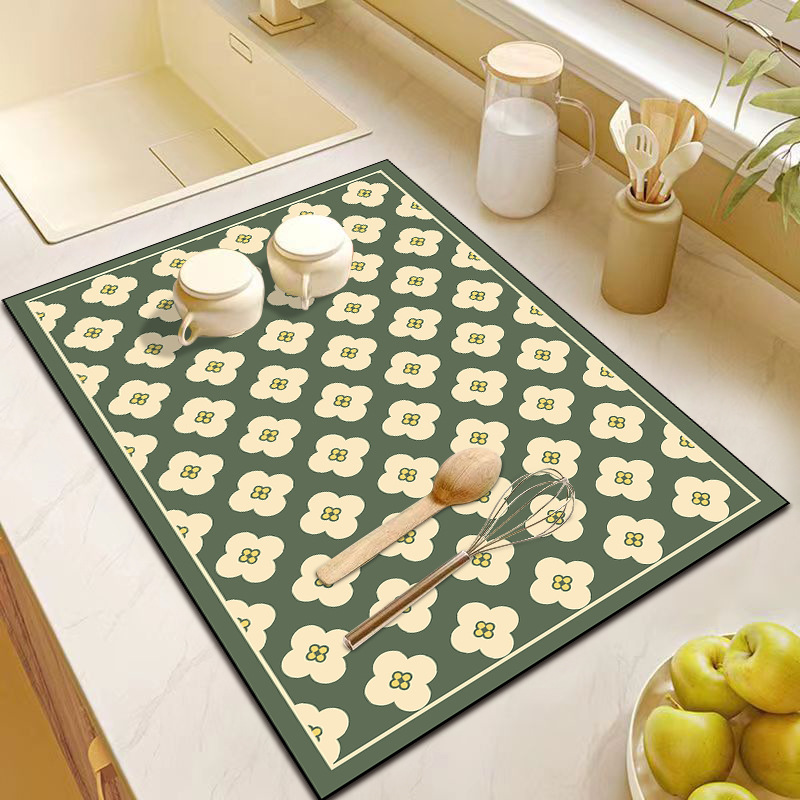 Kitchen Table Top Thickened Hydrophilic Pad Water Draining Pad Insulated Bowl and Plate Drying Mat Kitchen Bar Diatom Ooze Water Cup Table Mat