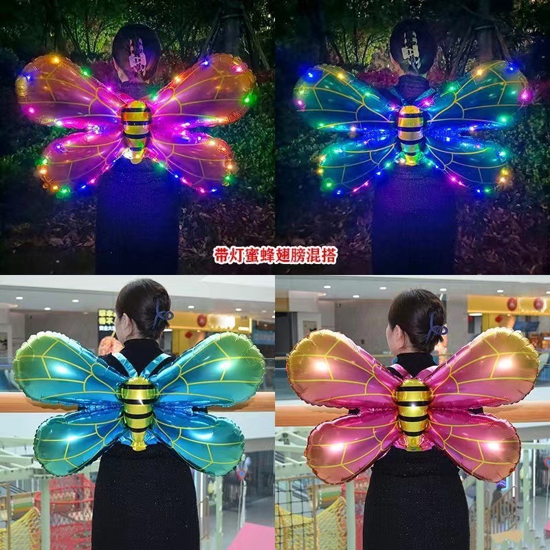 Internet Celebrity Luminous Victoria's Secret Butterfly Wings Balloon Sisters Birthday Arrangement Children's Toy Night Market Stall Small Gift