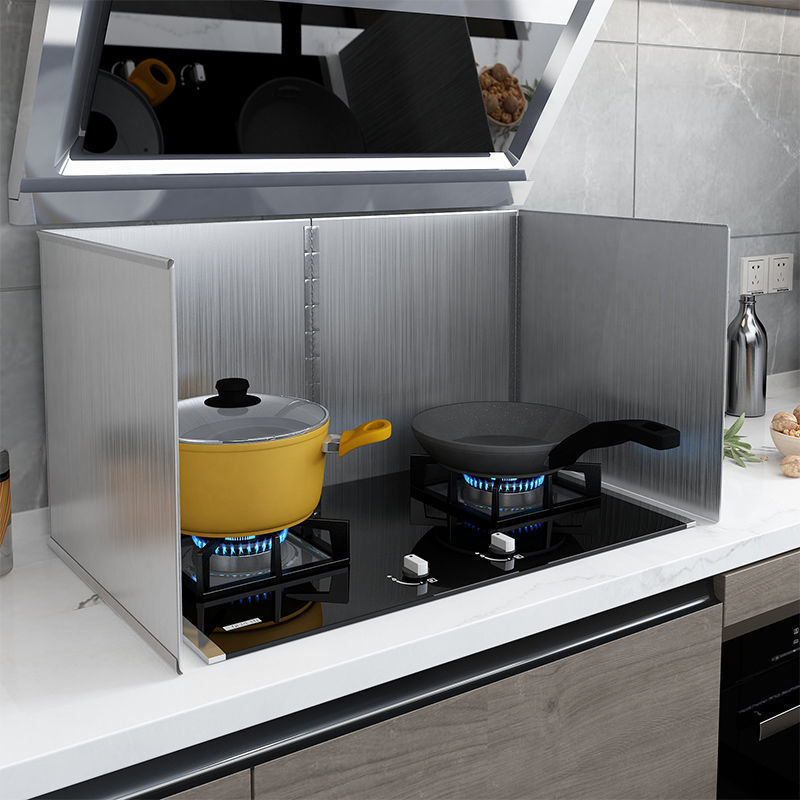 厨房档油板不锈钢挡煤气灶台炒菜溅挡板油烟机加厚隔热板代发