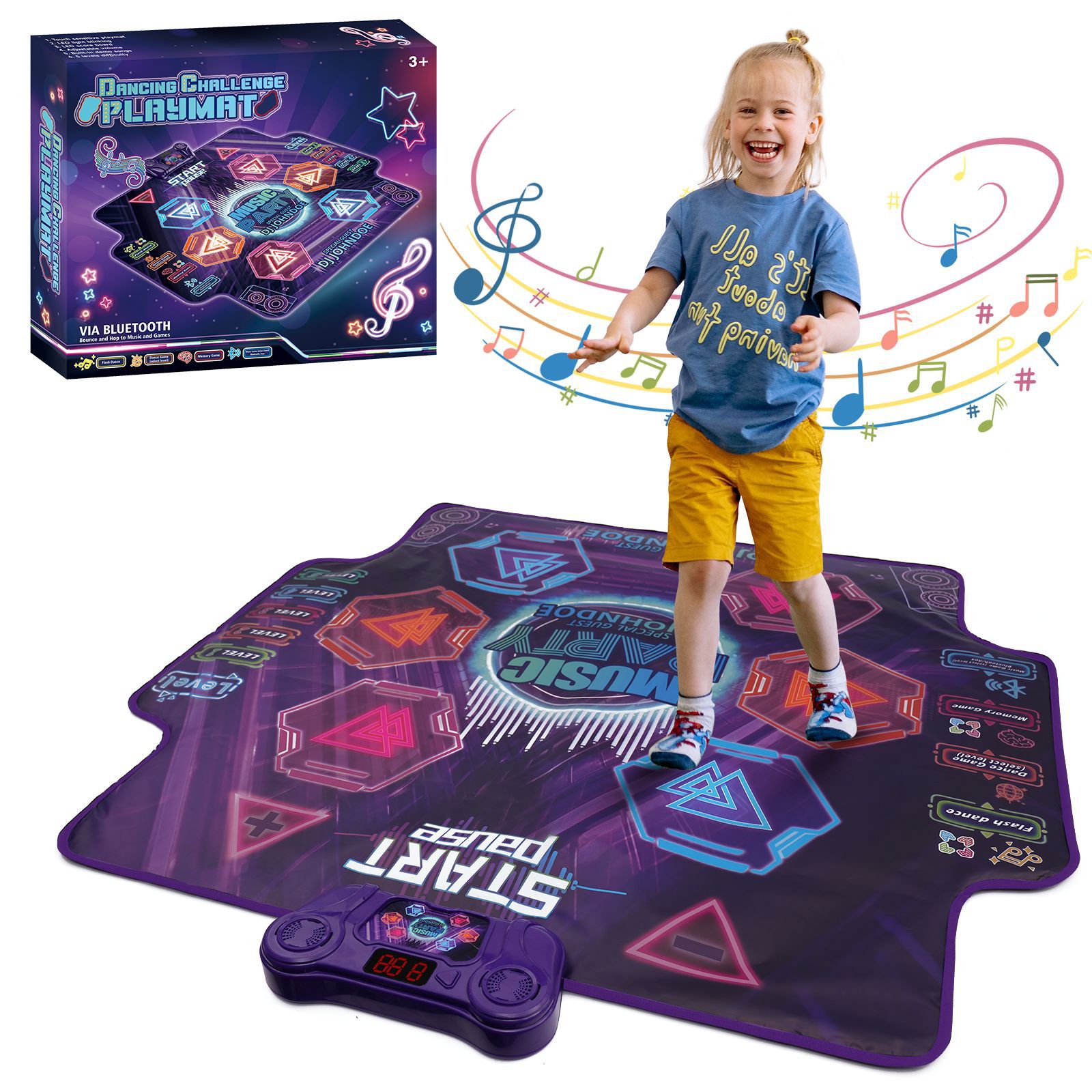 跨境儿童跳舞毯灯光音乐蓝牙无线舞蹈垫玩具游戏玩具男孩女孩玩具