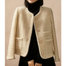 羊毛高品质小香外套 优雅气质粗花呢 2023秋季新款女装 白色短款